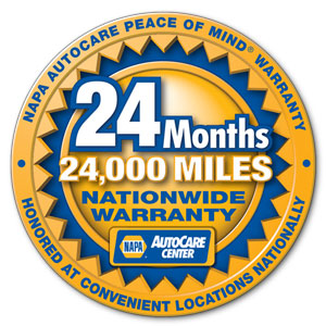 NAPA 24 Months/24,000 Miles Nationwide Warranty